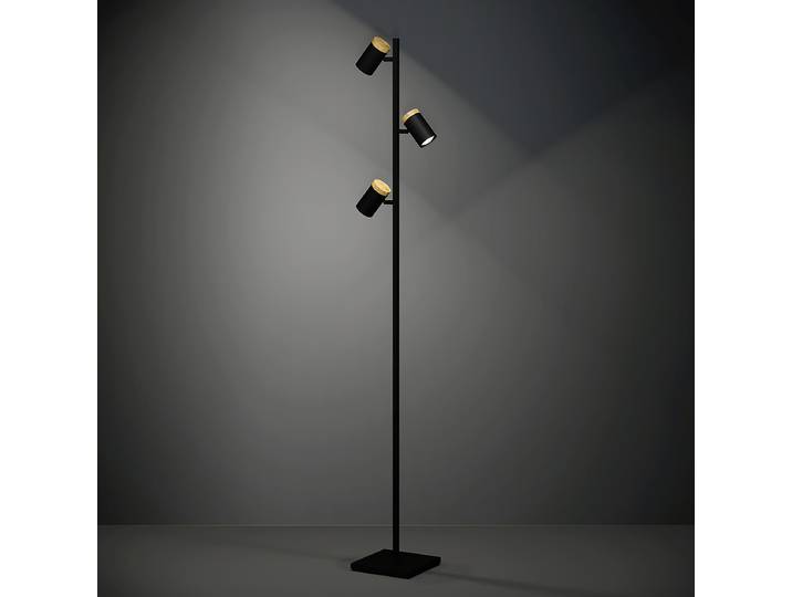 Lampadaire 23 x 23 x 163cm Argenté Acier laqué Panneau de bois LED GU10