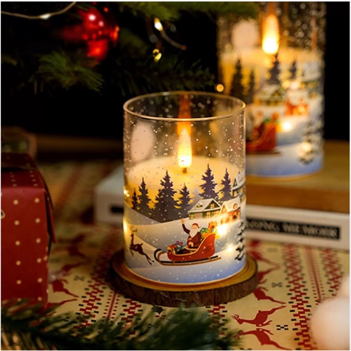 INF Weihnachtliche LED-Kerzen mit Kupferdraht-Lichterkette - Batteriebetrieben