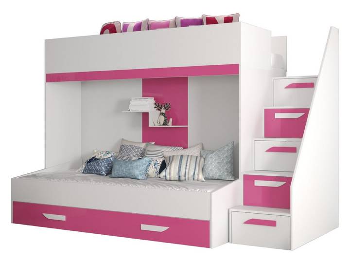 ABIKS MÖBEL Etagenbett PARTY 16 Hochbett für Kinder, Jugendliche mit Stauraum