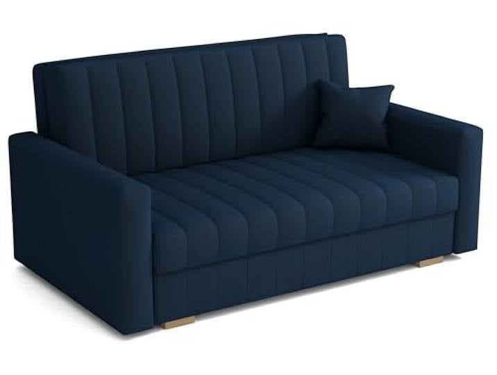 MEBLE-LUX Schlafsofa klein Zanzibar I Sofa 3 Sitzer 153 cm Breit I Sofa mit Schlaffunktion I Schlafsofa mit Bettkasten I Couch mit Schlaffunktion Klein I Dunkelblau
