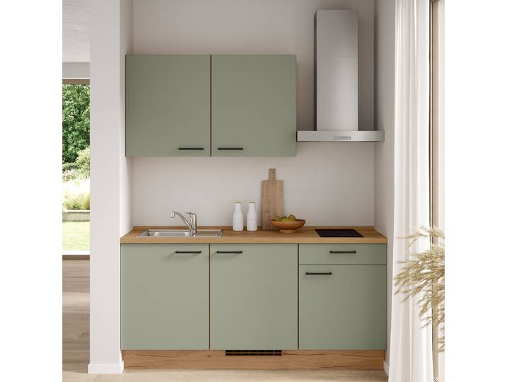 Küchenzeile Low-Line Senso Variante A 180cm Ausrichtung rechts Grün/Olivgrün Beko