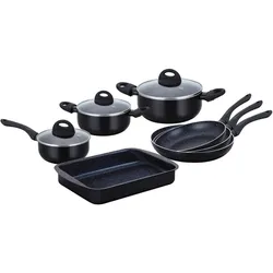JTI Kochgeschirr-Set, 10-teilig - Schwarz, Pfannenset + Topfset, Schwarz