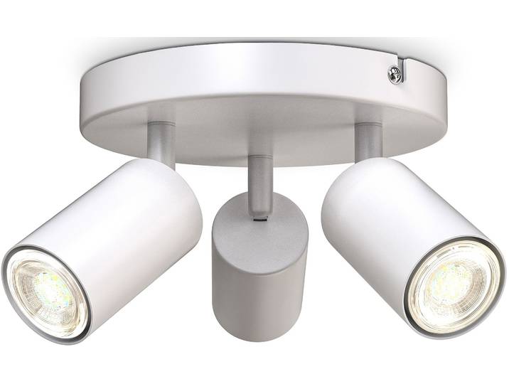 B.K.LICHT Deckenspots, weiß, 3, H: 9cm, 1 Stk., Leuchten, 3-flammige Spotlampe, rund, schwenkbar, drehbar, GU10, schwarz, Deckenspots