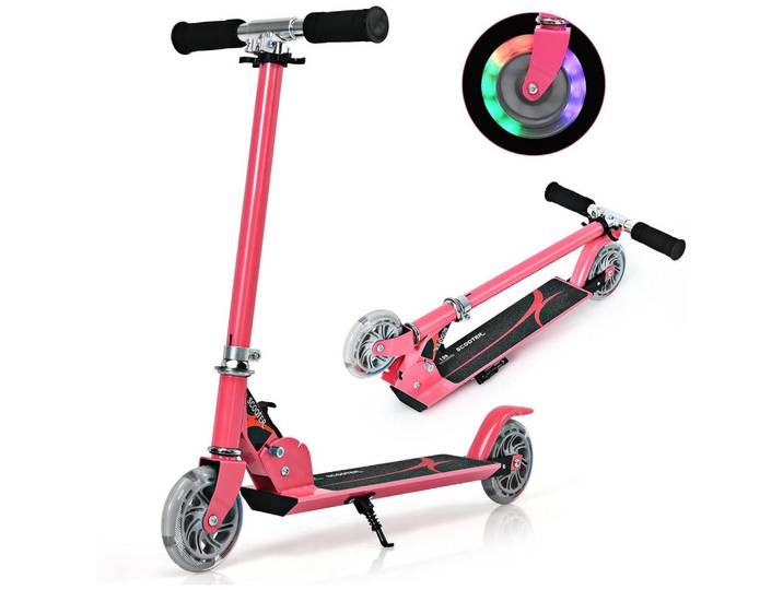 Costway Scooter 85cm Pink, Metall, 70x85x10 cm, Spielzeug, Kinderfahrzeuge, Rutschautos