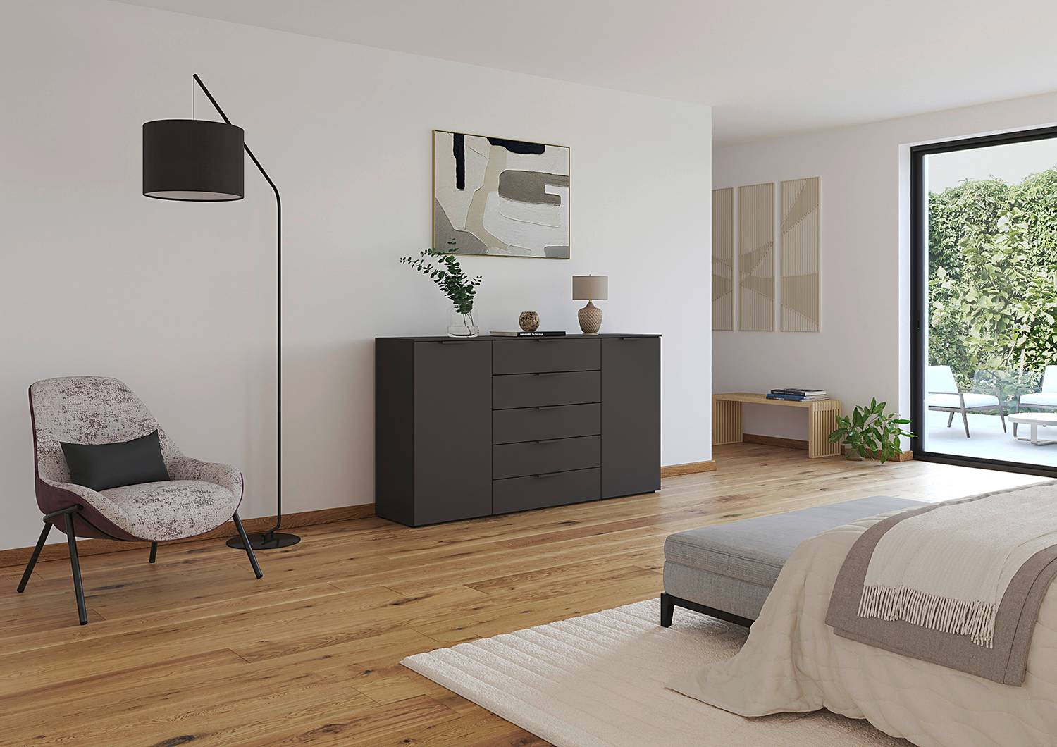 home24 Dressoir Flipp modern grijs, Breedte: 180 cm