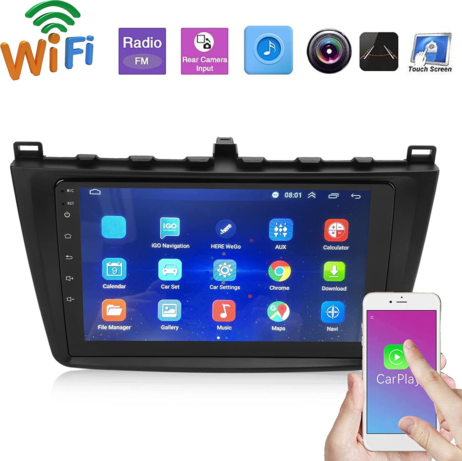 9" Touchscreen Android Autoradio Navigation GPS CarPlay für Mazda 6 2004-2015 FM 4GB RAM 64GB ROM RDS DAB+ Funktion