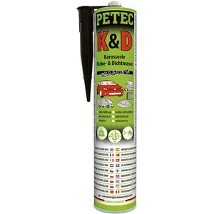 PETEC Dichtmasse K & D, 310ml, für Karosserie, schwarz innen & außen, wasserdicht