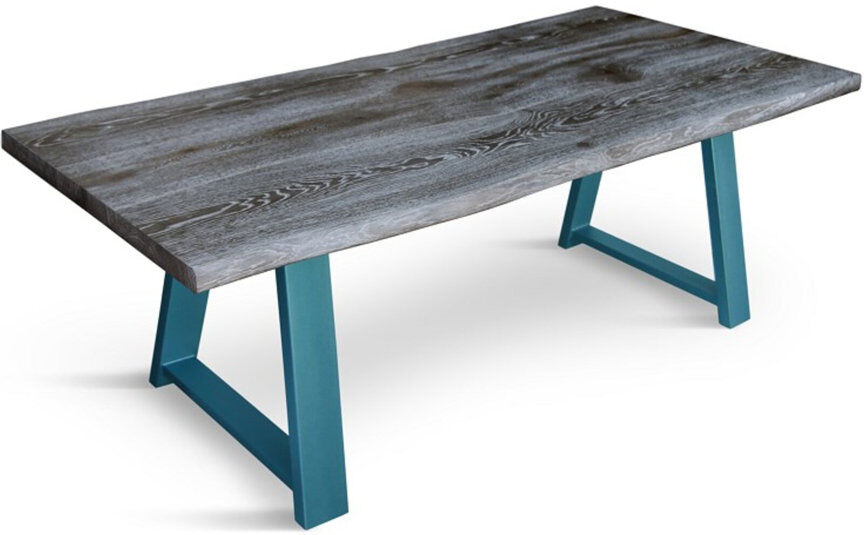 Union Rustic Menzen Oak Rectangular Wood Top Dining Table with Steel Base Gray Wood
