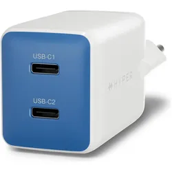 Targus Hyper HyperJuice Flex 45W GaN Charger - Blue (45 W, 2 Ports), USB Ladegerät, Blau