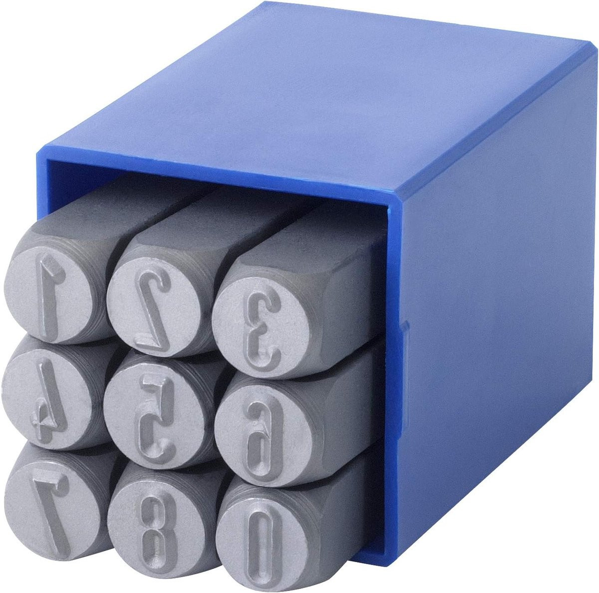 Stempelset Slagcijfers 0-9 Blauw met 4 mm Hoogte voor Markeren