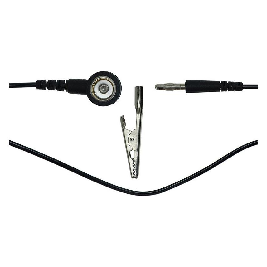 Safeguard ESD-Erdungskabel, 10 mm Druckknopf/Bananenstecker, schwarz, 1,8 m (SG-EK-SCH-DKBS-1800)