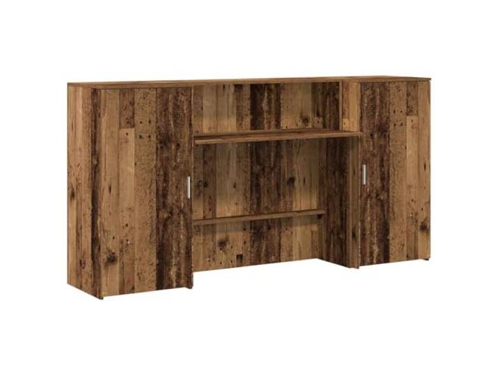 GKHPYURE Reception Holztisch 200 x 50 x 103,5 cm Spanplatte Integrierte Theke, Schrank, reserviertes Design, professionelle Verwendung, Wandbefestigung im Lieferumfang enthalten