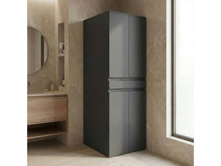 Meuble Lave-linge Sèche-linge Anthracite 4 Portes Iva