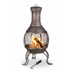 Relaxdays Aztekenofen mit Schürhaken Kupfer,Schwarz