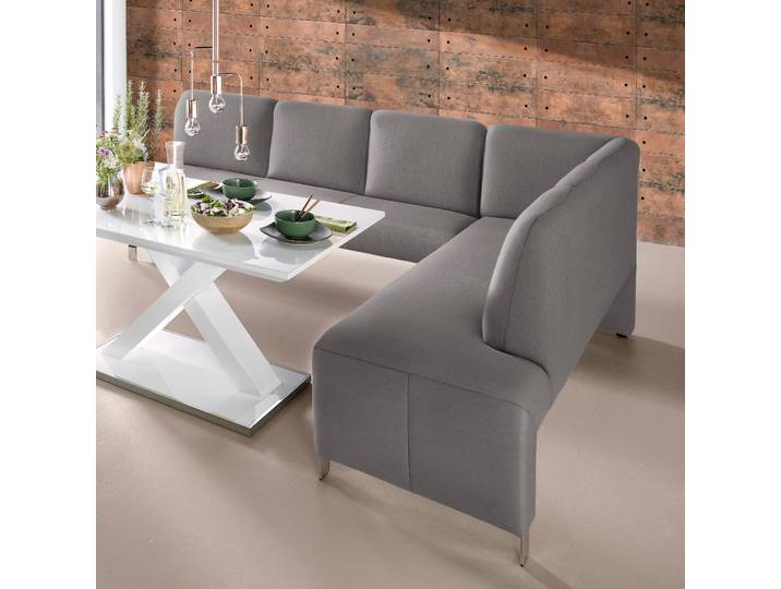 Eckbank EXXPO - SOFA FASHION Intenso, modern, 263/198 cm (B/T) , grau, B:264cm H:92cm T:198cm, NaturLeder;Strukturstoff (Zusammensetzung: Polyester 100%);Luxus-Microfaser (Zusammensetzung: Aufgeflockte 100% Polyester Schicht mit Prägung);Cord (Zusammensetzung: Polyester 100%), Sitzbänke, Eckbank, hohe Bodenfreiheit, frei im Raum stellbar, hoher Sitzkomfort