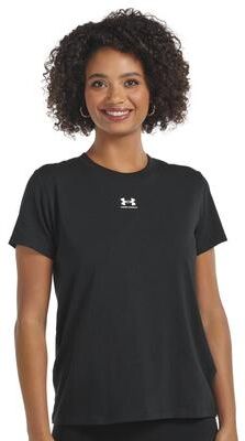 Under Armour Women's Rival Core Short Sleeve (Size XL) Black/White, Cotton,Polyester