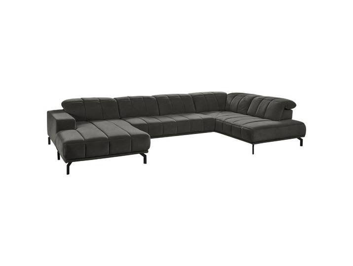 Beldomo Style Wohnlandschaft, Grau, Metall, 5-Sitzer, U-Form, 383x219 cm, Goldenes M, Typenauswahl, Fußauswahl, Stoffauswahl, seitenverkehrt erhältlich, Hocker erhältlich, Wohnzimmer, Sofas & Couches, Wohnlandschaften, Wohnlandschaft U-Form