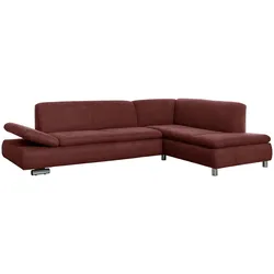 ECKSOFA mit Ottomane rechts Kaye Flachgewebe rot