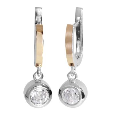 Paar Ohrhänger OSTSEE-SCHMUCK "- Sunny Exklusiv - Silber 925/000 & Gold 585/000 - Zirkonia" Gr. 28, silber (silber 925, silberfarben, weiß), Ohrringe, Damen, 28, Silber 925 (Sterlingsilber)