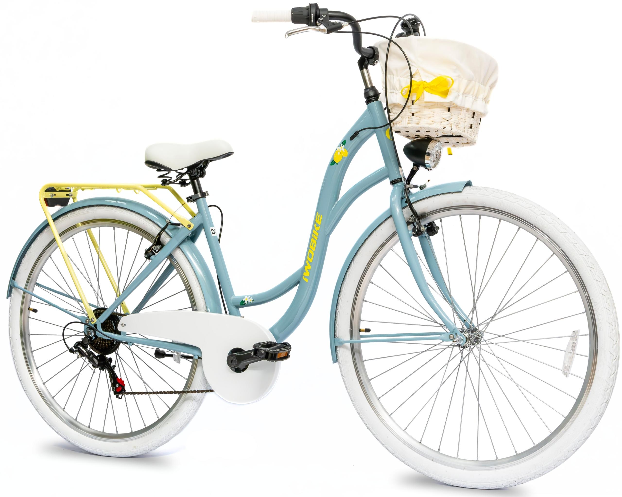 Damen Citybike 28" IwoBike Limoncello Fahrrad Shimano Ausstattung Gepäckträger Korb GRATIS