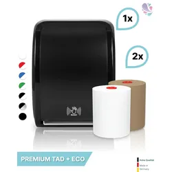 SET: Handtuchrollenspender SENSOR, berührungslos, Blanc Cosmos versch.Farben+ 1Rolle PREMIUM TAD +1Rolle ECO Natural -PRODUKTSET