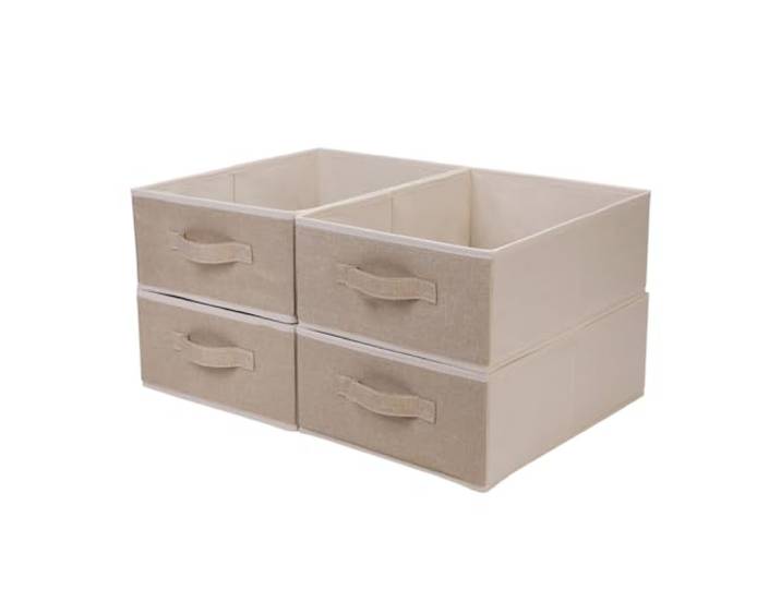 BOMKEE Kallax Lot de 4 Boîtes Boite Rangement Tissu Vetement\, Boite de Rangement Pliable Avec Poignée pour Vêtements\, Enfant Jouets\, Livres (39 x 29 x 14 cm)
