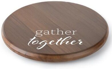 CounterArt "Gather Together Round Acacia Wood Lazy Susan Turntable 14"" Diameter for Serving Kitchen Organization Condiment Caddy"