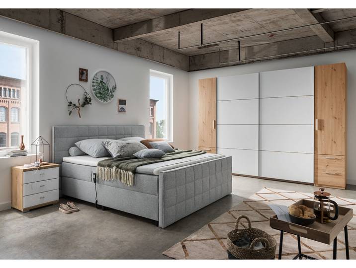 Boxspringbett Badrun 180 x 200cm Webstoff Grau