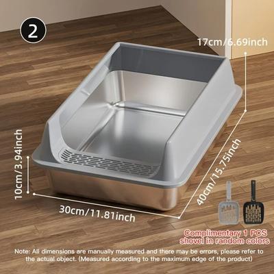 Uplift Picks Stainless Steel Semi Enclosed Cat Litter Box Splash Proof Leak Proof Tray For Large Cats 01