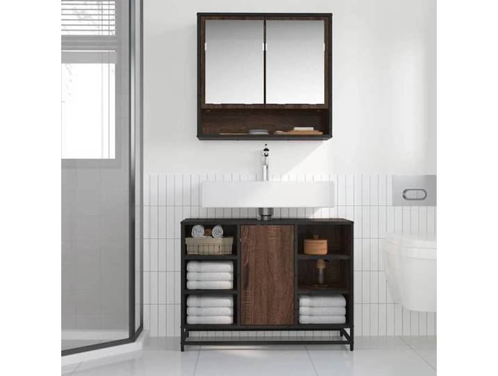 (Vente chaude)Meuble-lavabo de Salle de Bain Cabinet Sous évier JILL'S Meuble WC chêne marron bois d'ingénierie - M565396