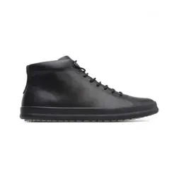 Camper für Herren. K300236-004 Schwarze Schuhe mit Lederknöpfen für Sport Chassis (42), Wohnung, Schnürsenkel, Lässig