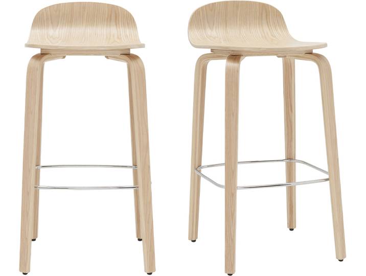 Skandinavischer Barhocker aus Eichenholz H68 cm (2er-Set) OBRA