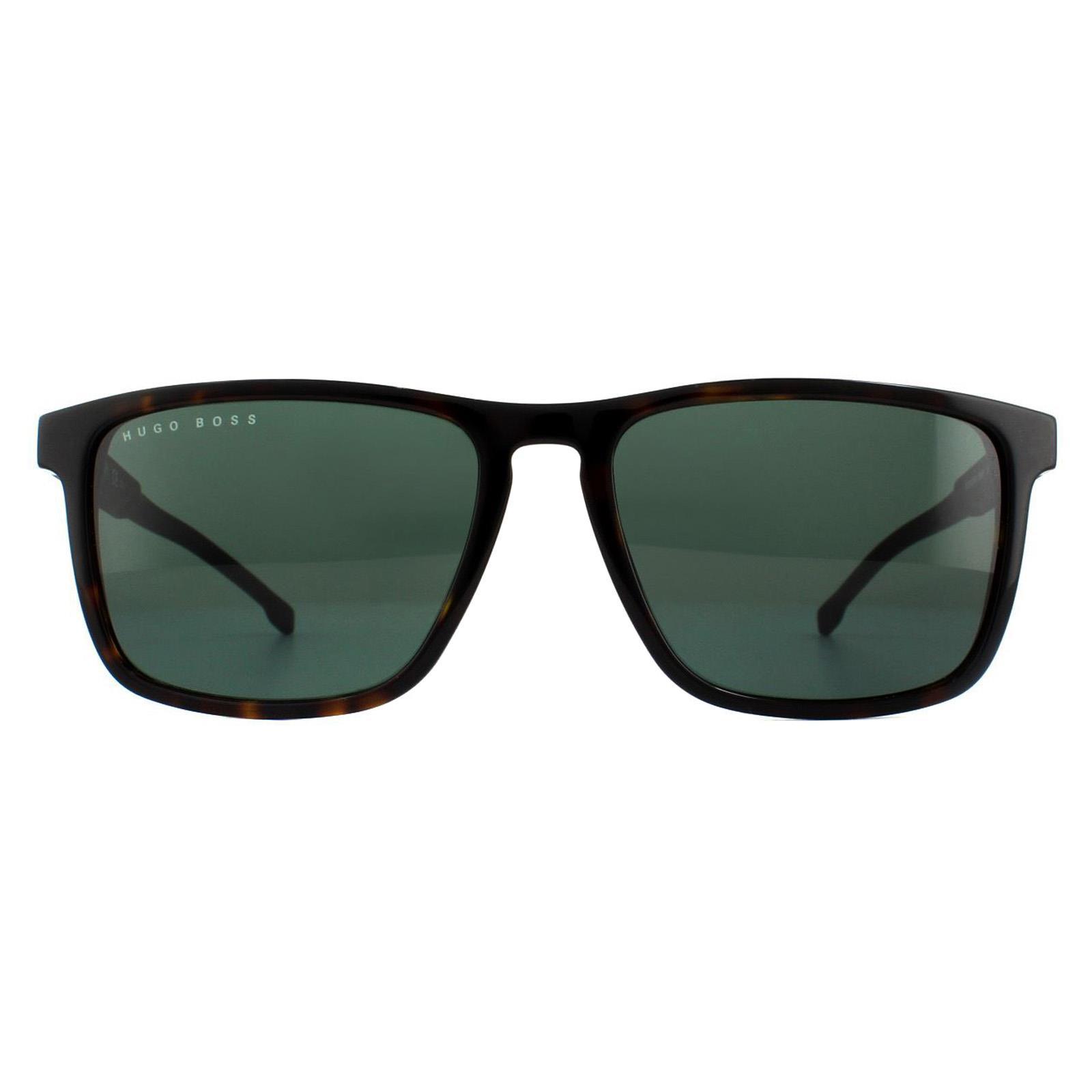 Hugo Boss Square Mens Dark Havana Green Zonnebril