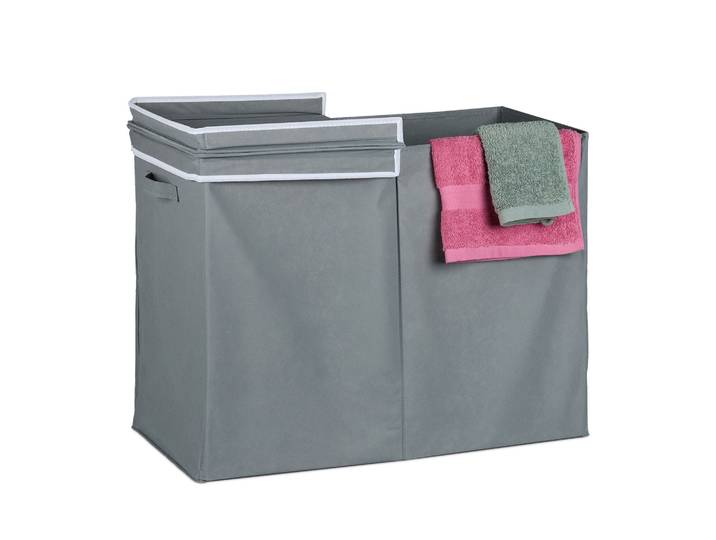 Wäschekorb mit Deckel 100L Weiss-Grau