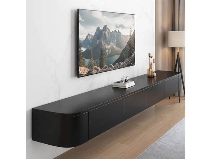 YINXSLO TV Lowboard Hängend mit Schublade für Wohnzimmer Modern Tv Board Hängend, Kiefernholz Tv Schrank mit Großzügigem Stauraum für Wohnzimmer und Schlafzimmer