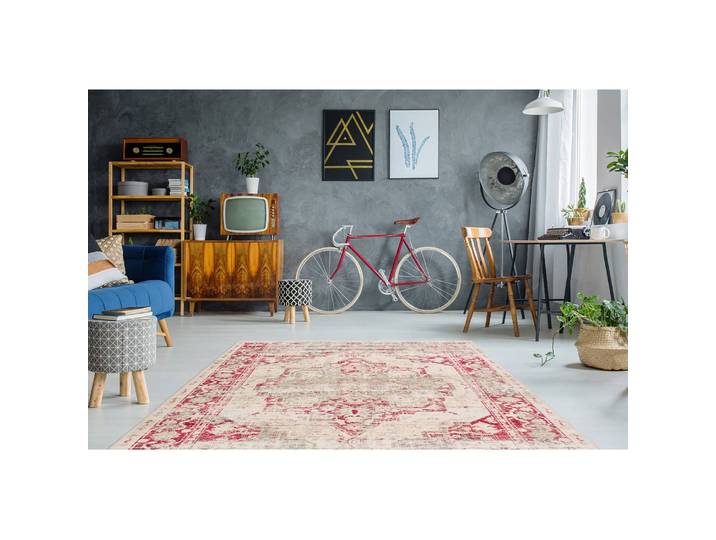 Kurzflorteppich Baroque 100 Beige 200 x 290cm Webstoff