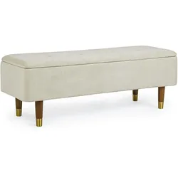 Bank Kira aus Samt, klassischer Retro Chic mit Stauraum, natur, gepolstert, für 2–3 Personen