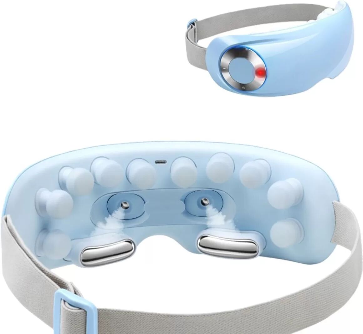 INF Masseur oculaire à vapeur bleu : Acupression, chaleur, musique Bluetooth - Soulagement rechargeable de la fatigue oculaire