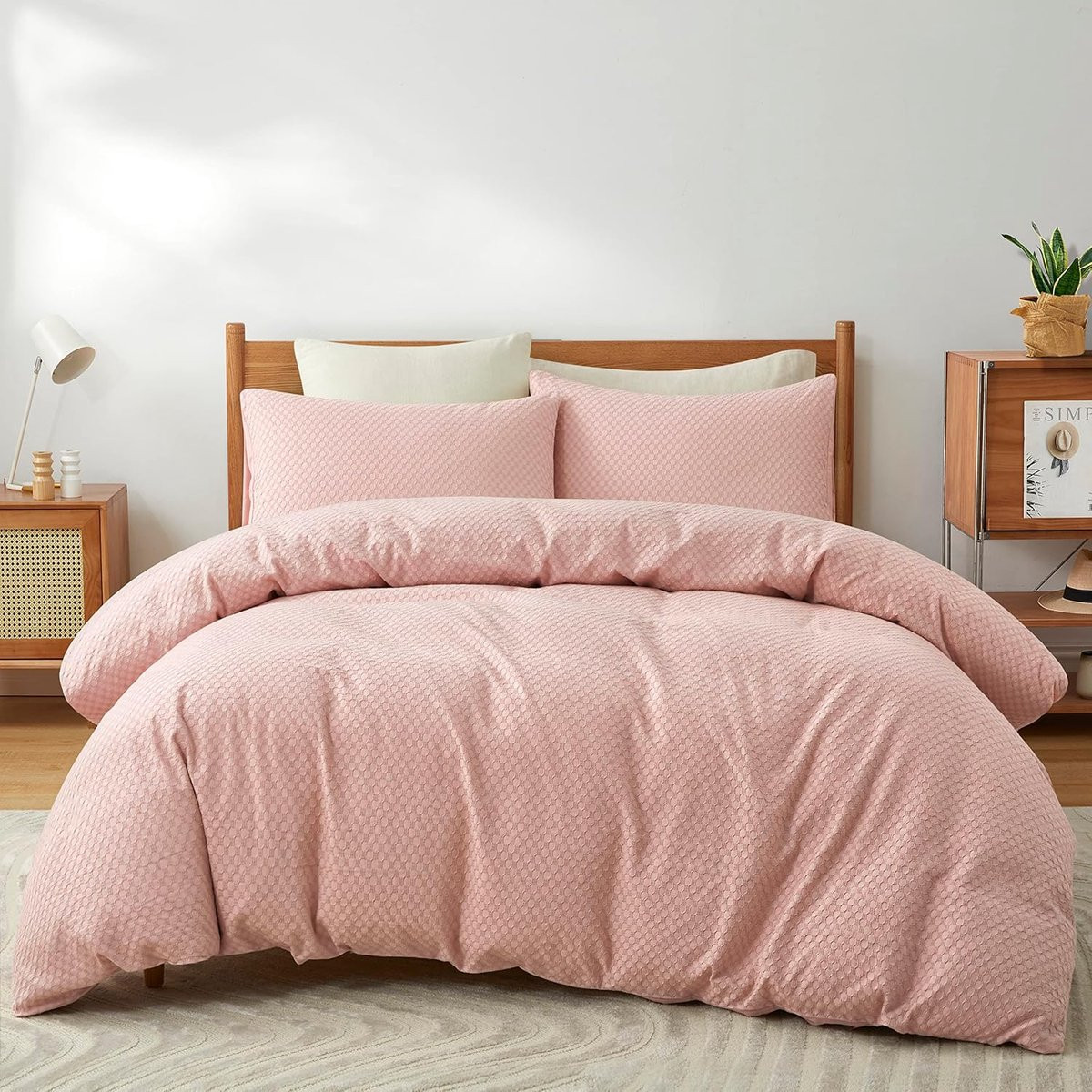 Dekbedovertrek Set Wafel Weave Katoen Dubbel - Blush