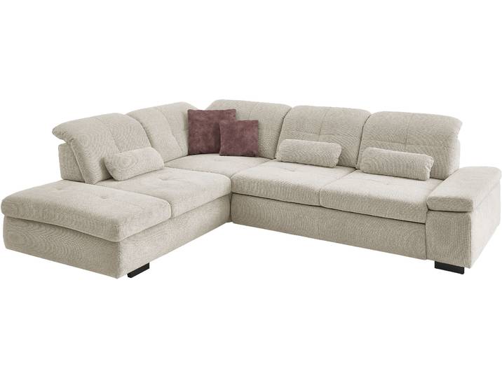 Ecksofa, Kaltschaum-Polsterung, Beige, 312×260 cm, Sitztiefenverstellung, Modern