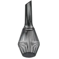 Windlicht   , schwarz , Eisen , Maße (cm): H: 59,5  Ø: 24