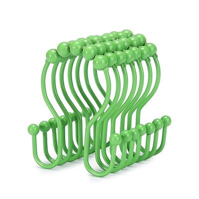 Verdopplung Kopf Duschvorhang Haken Ringe Edelstahl Schwerlast Roller Doppelgleit Duschhaken für Badezimmer Duschstangen Vorhänge Abdeckungen Polierte Duschvorhang Ringe Set von 12