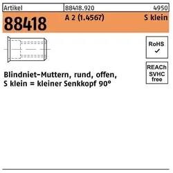 Nieten, Blindnietmutter R 88418 Senkkopf M 8 /0,25-3,5 A 2