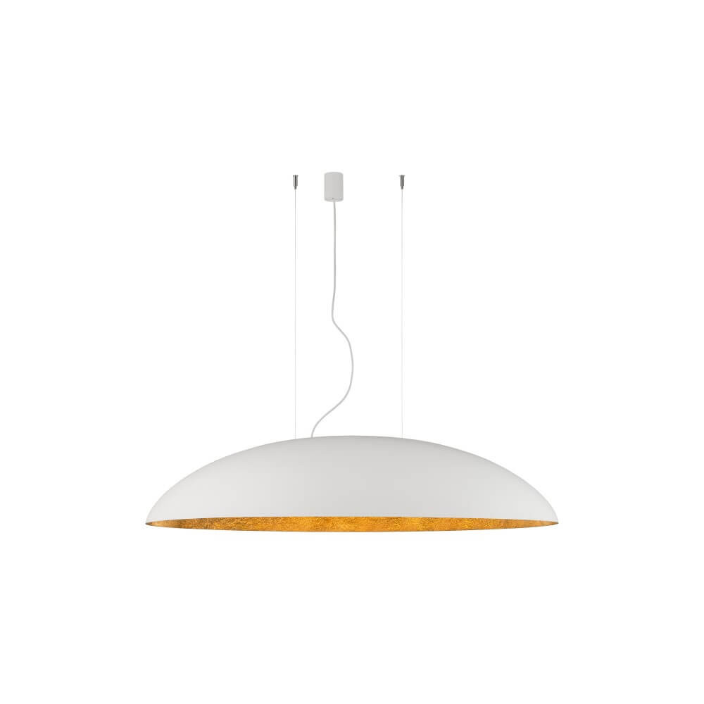 Lyora XXL hanglamp Canoe ovaal in wit en goud/messing, 117 cm