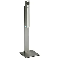 PROREGAL Praktischer Wandascher mit Abstreifblech | mit Standfuß | 3,5 Liter, HxBxT 125x31x31cm | Edelstahl | Ascher Aschenbecher