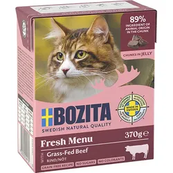 Bozita Häppchen in Gelee 370 Gramm Katzennassfutter Sparpaket 32 x 370 Gramm mit Rinderhack