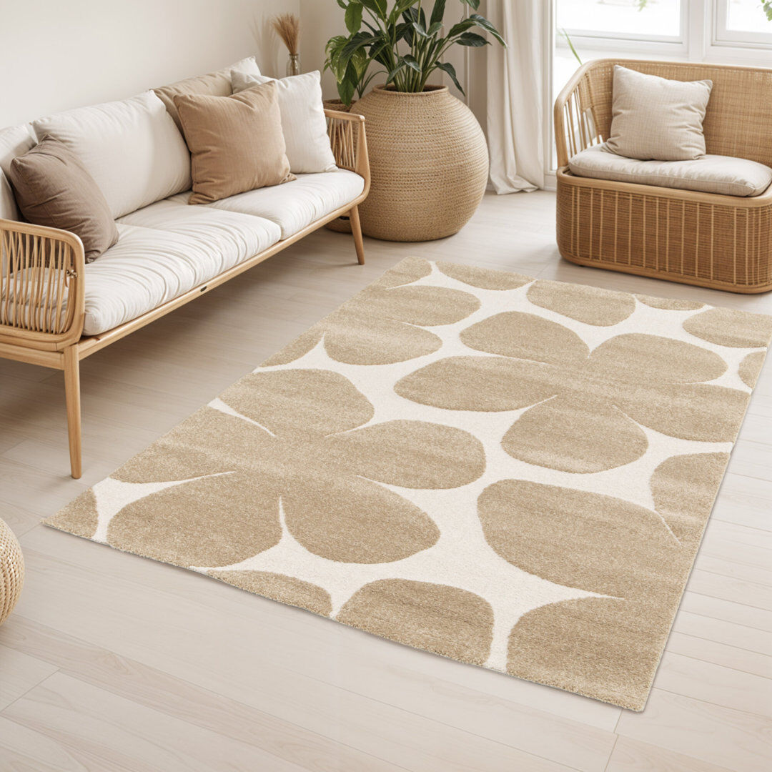 Lark Manor Rectangle Floral Area Rug Cream;Brown Rectangle 160 x 230 cm