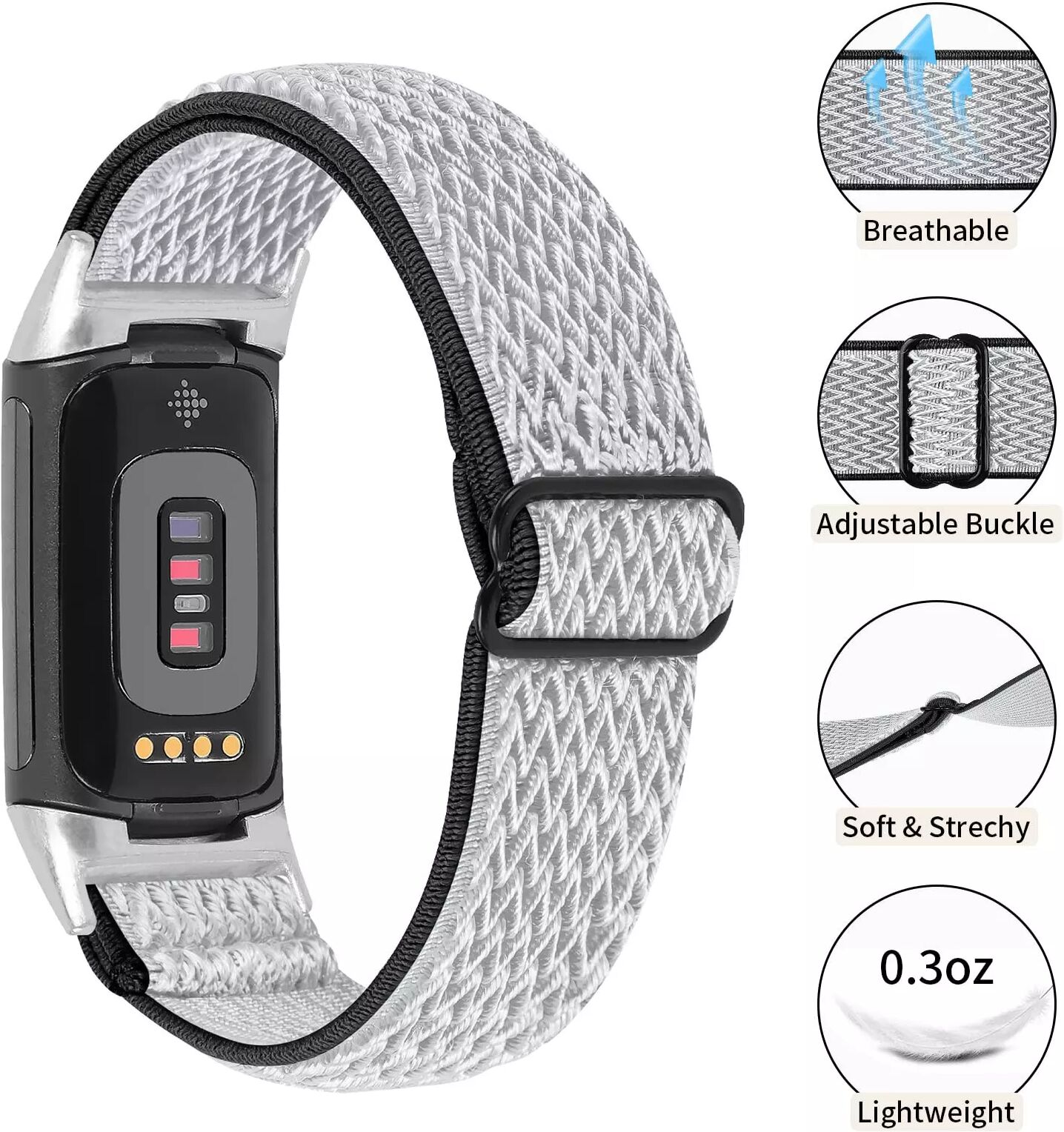 INF Fitbit Charge 5 Armband Nylon Grau / Schwarz
