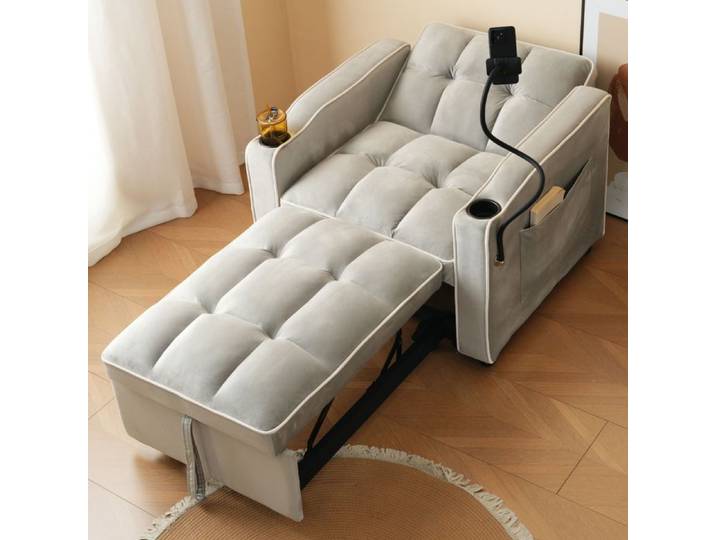 Fauteuil-lit 3-en-1 extensible avec porte-gobelets FloraGrace