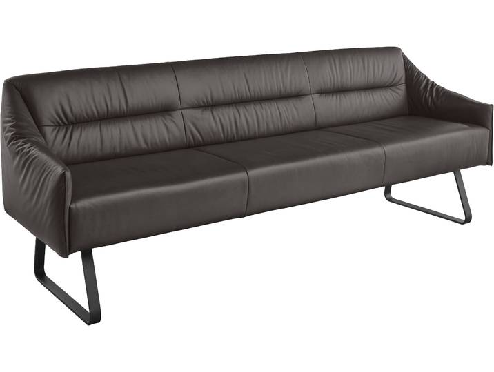 Essbank MUSTERRING JustB SP500 , braun (zartbitter), B:232cm H:86cm T:70cm, Sitzbänke, Essbank, Metallkufe schwarz, verschiedene Farben, Breite 220 oder 250 cm